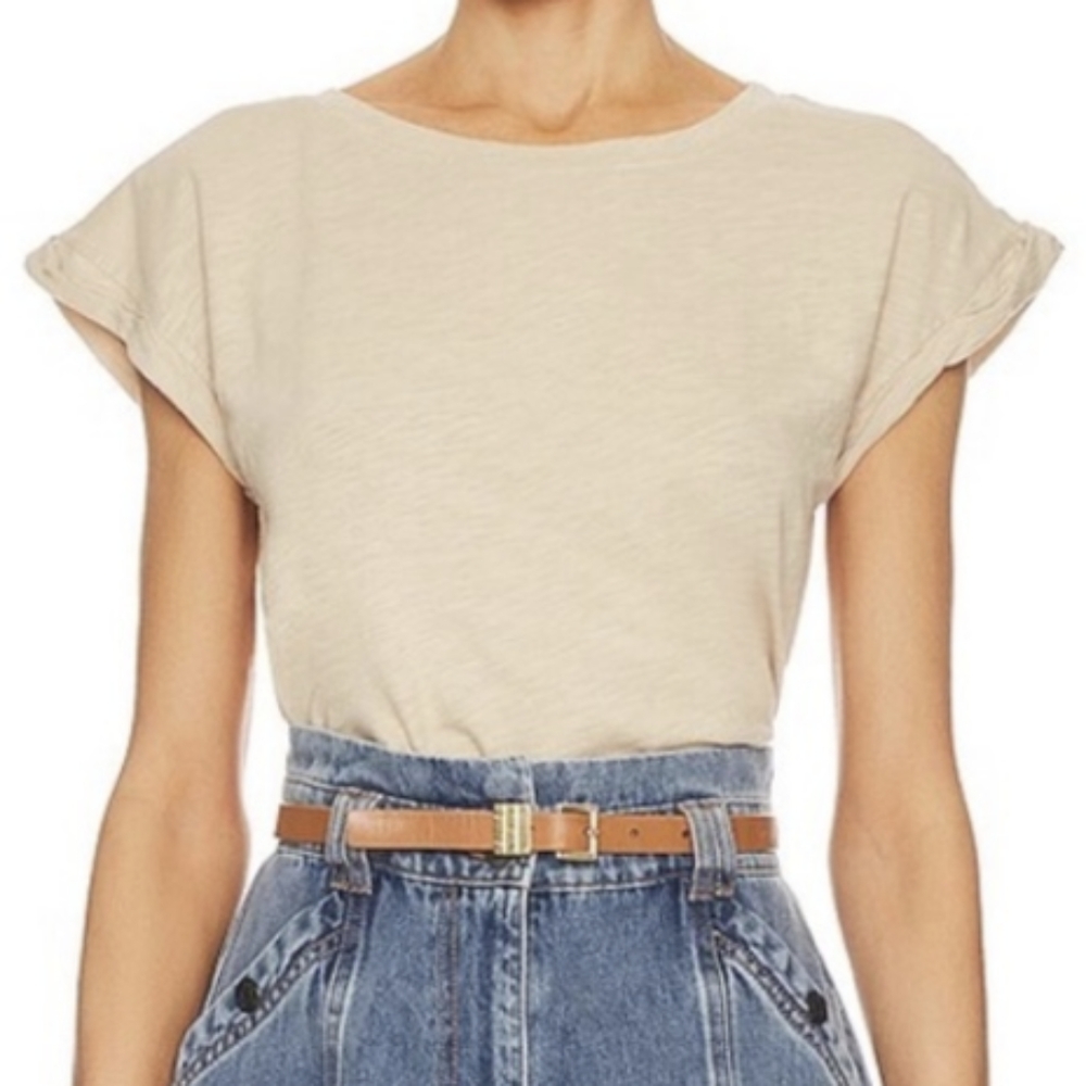 BOBI Sandy Boxy Tee Tan Cap Sleeve Size M NWT